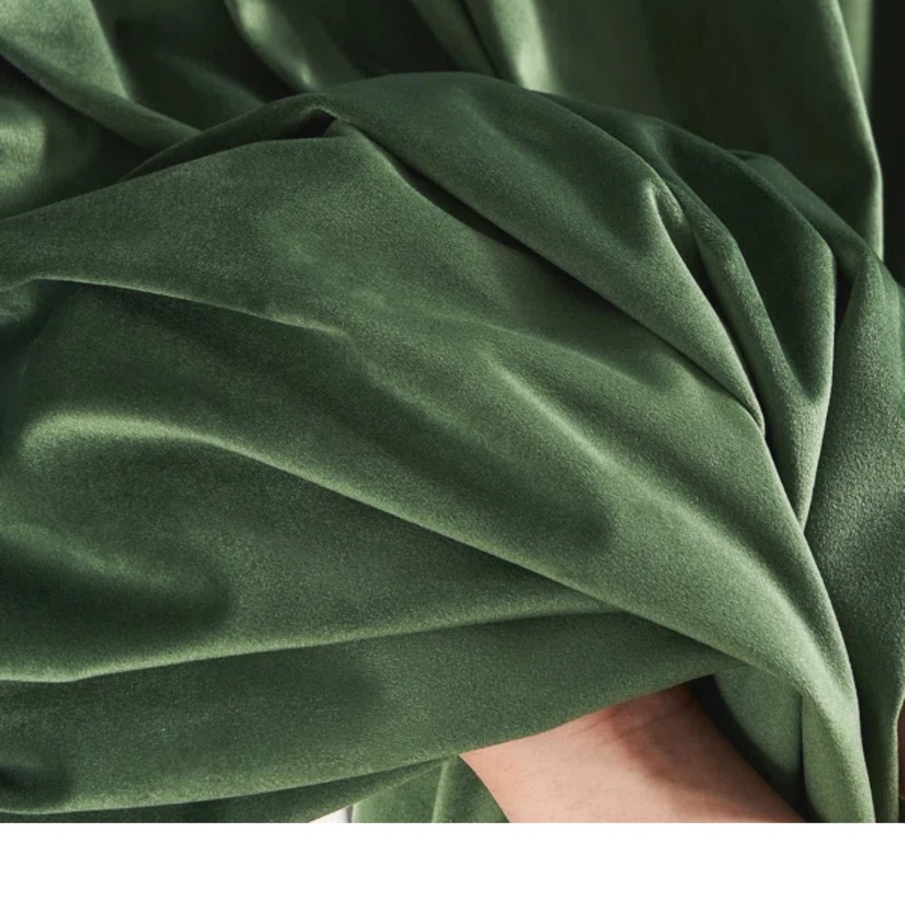 Velvet Elegant Green Curtains 52” by 90” - Picture 2 of 2